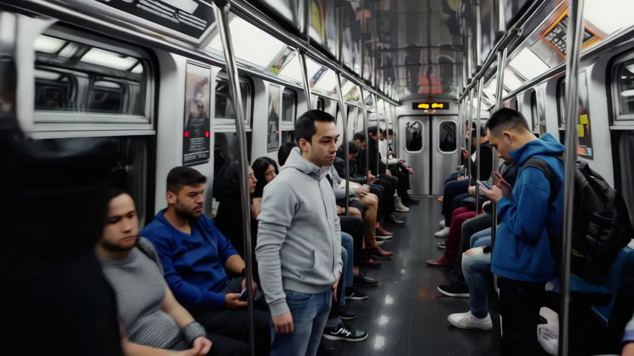 Subway Interior with Passengers