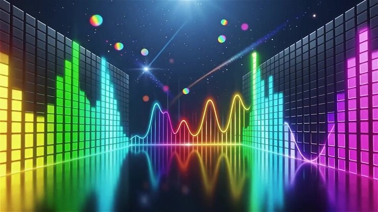 Futuristic Rainbow Neon Music Equalizer Visualizer Background