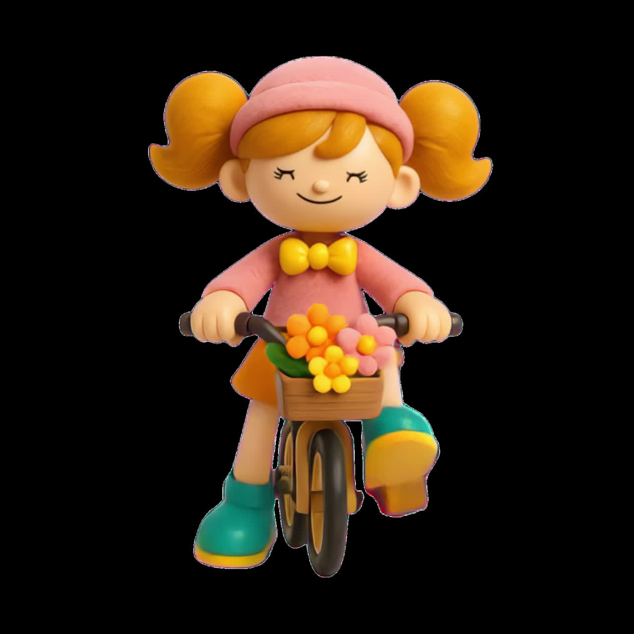 Clay girl on bicycle