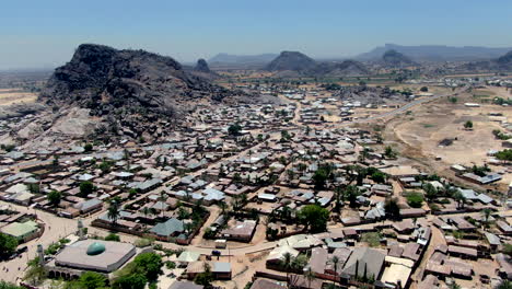 the city of dass in the bauchi state in the north central highland of nigeria - aerial parallax view