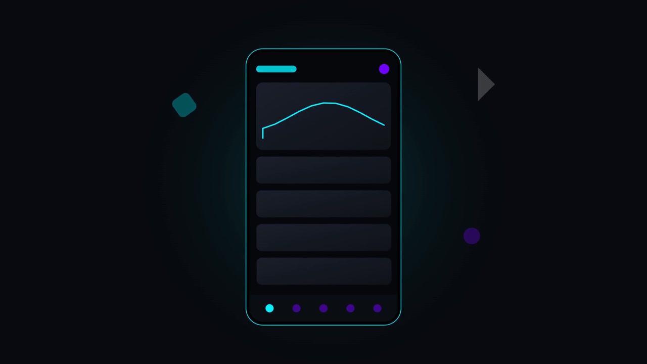Animeret mobilapp-grænseflade, der viser datagraf