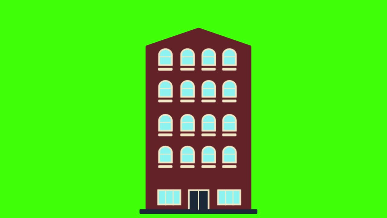 Schermo verde, edifici, villetta a schiera