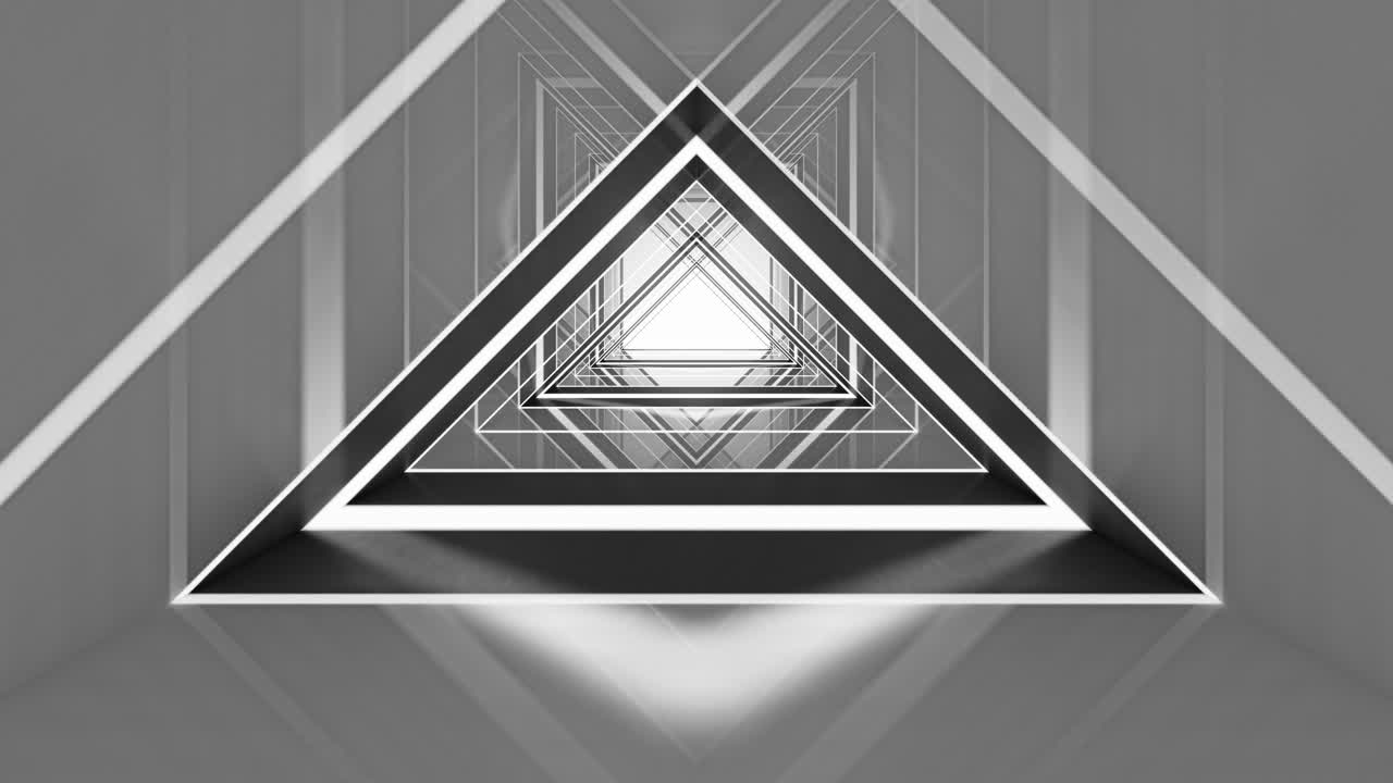 túnel triangular, concepto futurista, renderización en 3d.