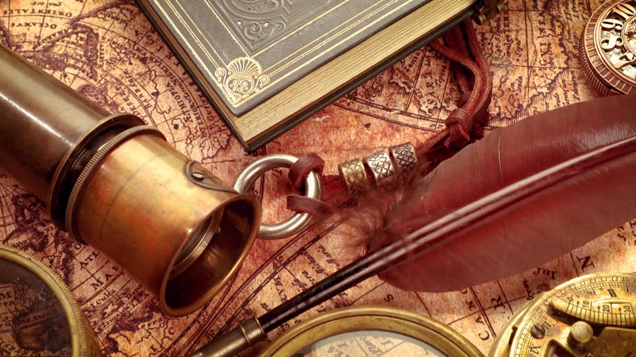 naturaleza muerta vintage en un viejo mapa en 1565.