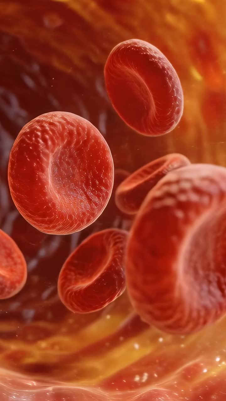 Red Blood Cells Flowing Through a Blood Vessel in 3D Animation