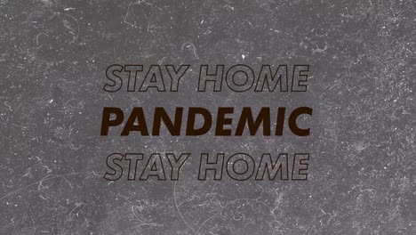 animation of stay at home text on gray background