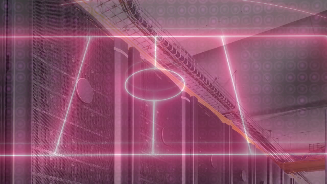 서클 위에 네온 스포츠 경기장의 애니메이션