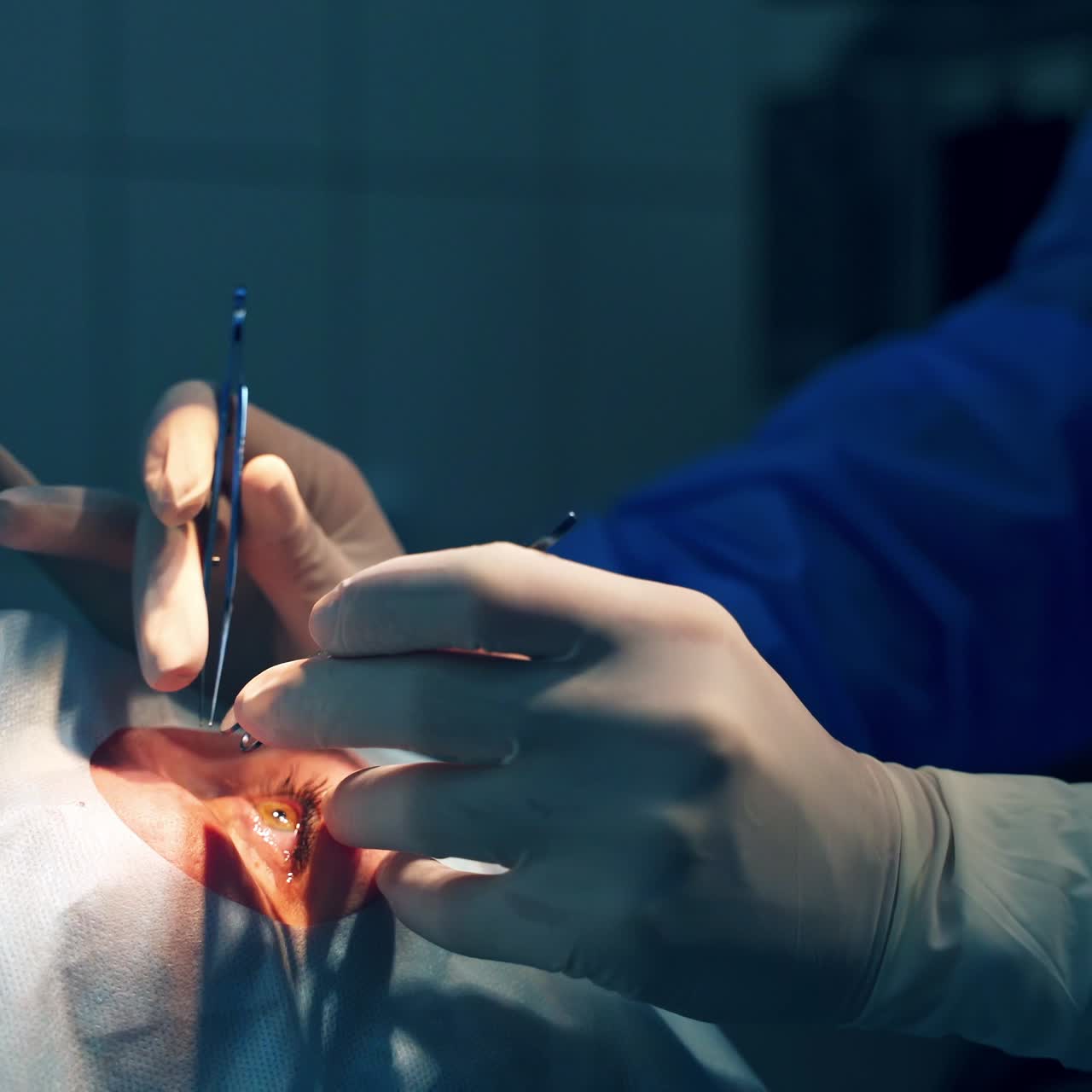 Surgeon operating patient