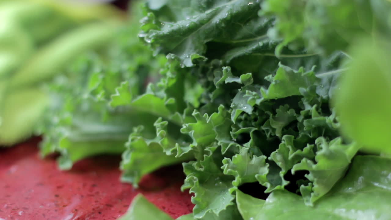 Green lettuce on a counter top