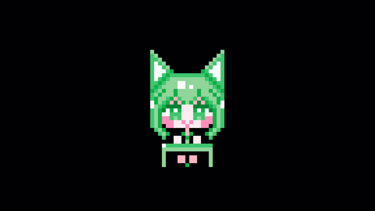 Pixel Cat girl sit at a desk short hair Looping animation. 1080p (5).mov