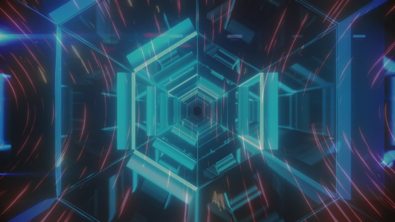 디지털 터널 위의 빛 트레일의 애니메이션