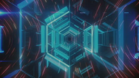 animación de rastros de luz sobre el túnel digital