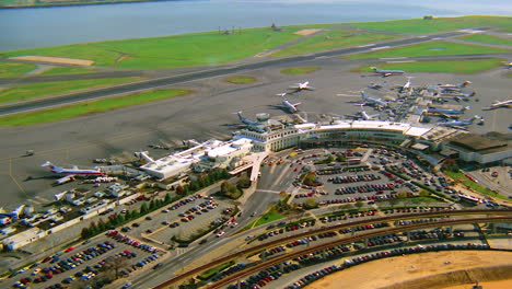 aerial over ronald reagan international airport in washington dc