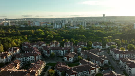 aerial view of a residential area in a city