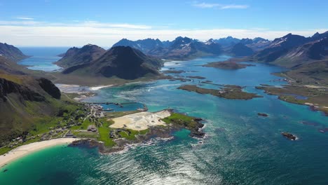 Beach-Lofoten-islands-is-an-archipelago-in-the-county-of-Nordland,-Norway.