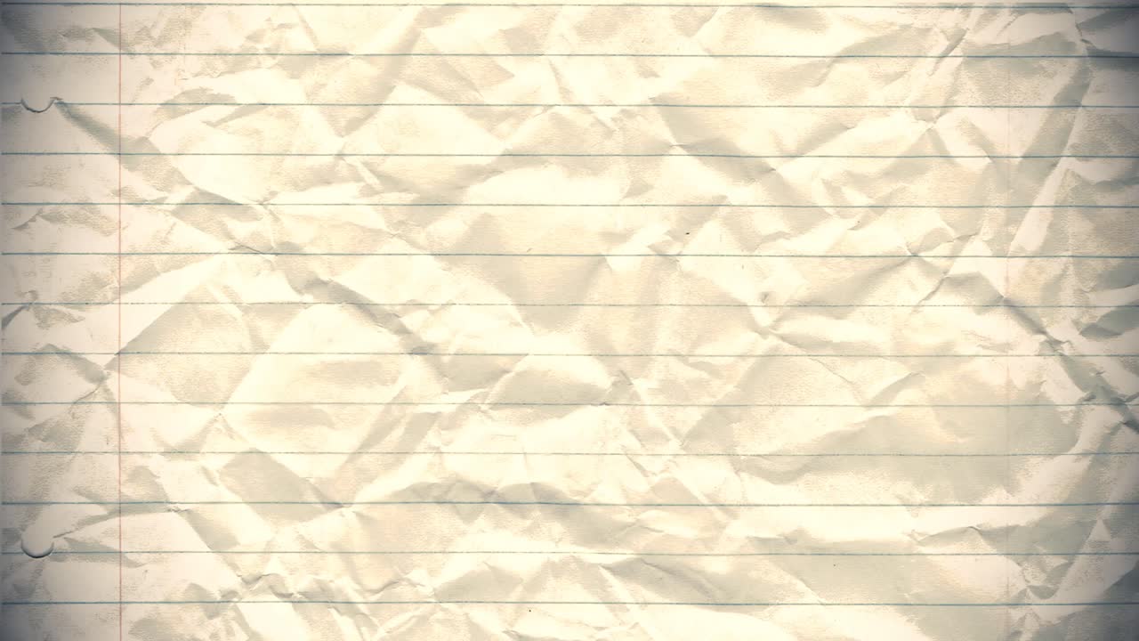 Paper background stop motion animation crumpled lined school pad notes loop 4k