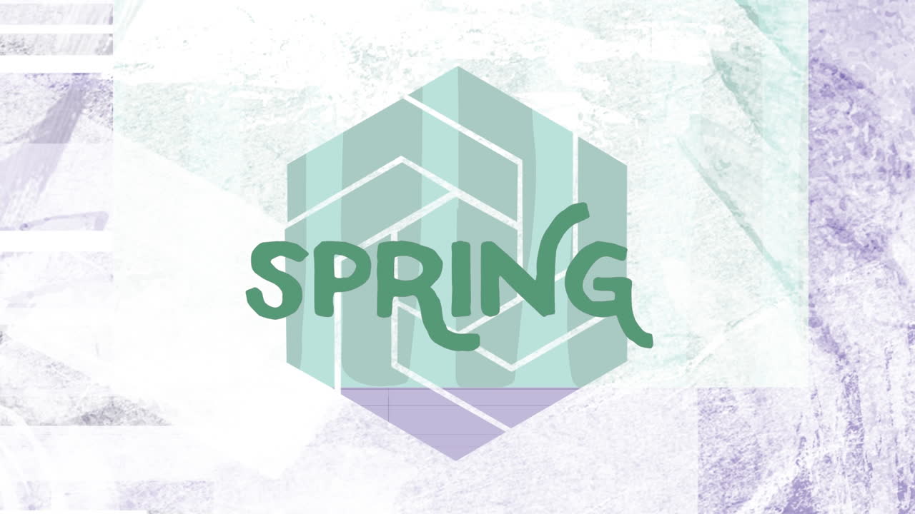 Animation of spring text over moving shapes