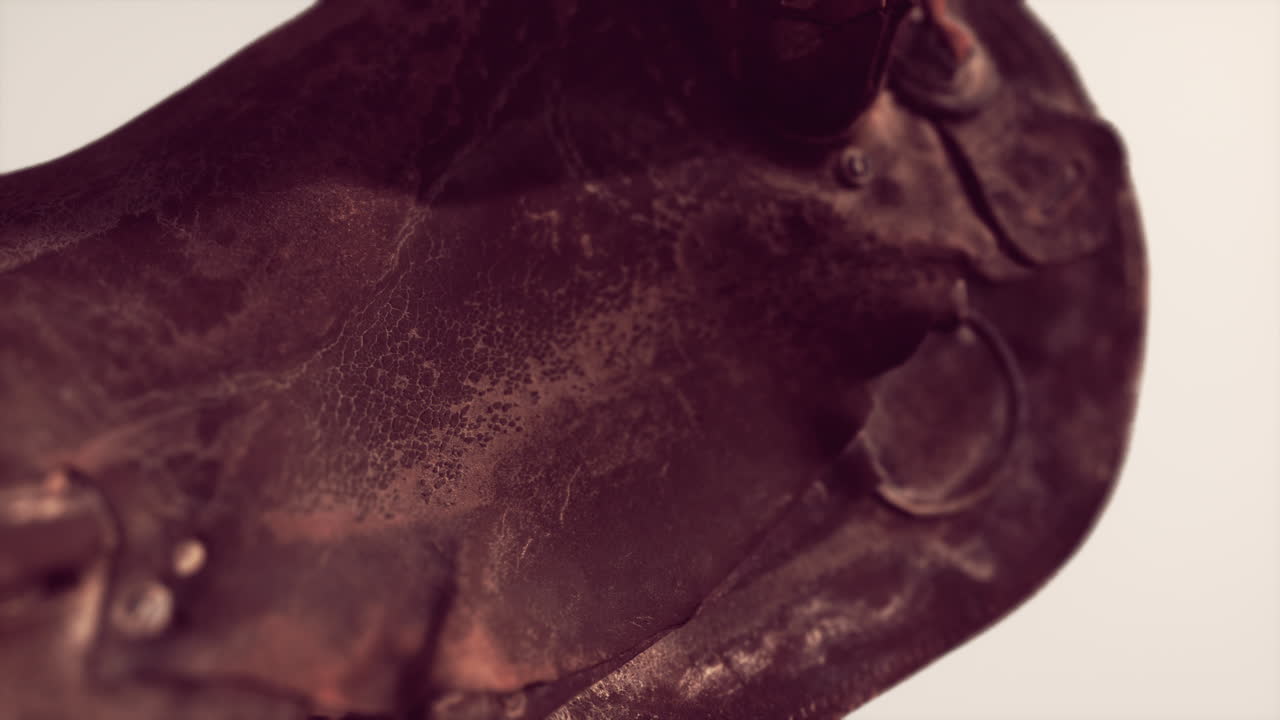 오래된 빈티지 가죽 드레사지 말 의자