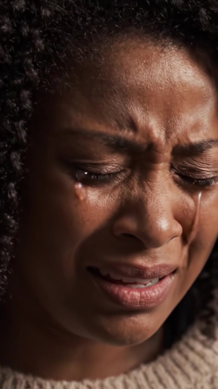 An Emotional Journey Captured: A Woman's Struggle with Intense Feelings Displayed Through Tearful Expressions and Profound Vulnerability