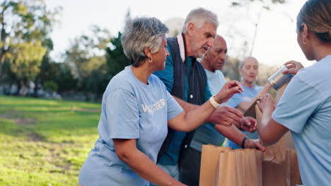 volunteers packing donations for charity