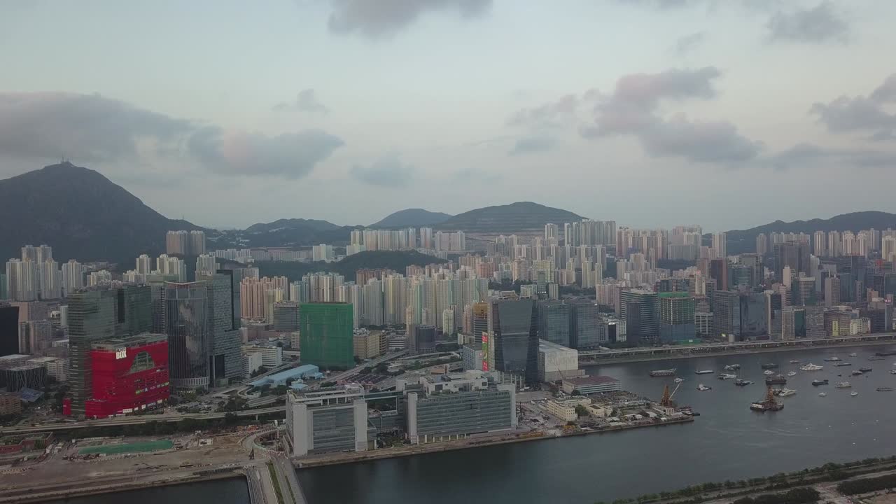 imagen aérea del distrito de kowloon en hong kong