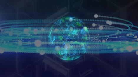 animation of network of connections over globe on dark background
