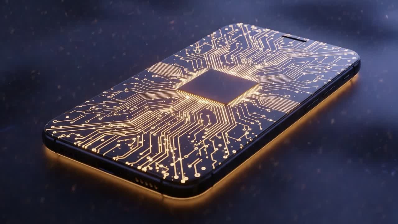 A Stunning Close-Up of a Futuristic Smartphone Design Featuring Intricate Circuitry and Illuminated Components, Showcasing Modern Technology's Aesthetic Appeal