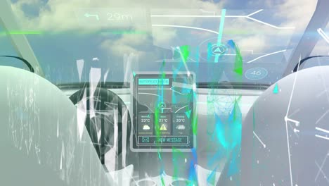 animación de la red de conexión y procesamiento de datos a través del tablero de instrumentos en un coche de conducción autónoma