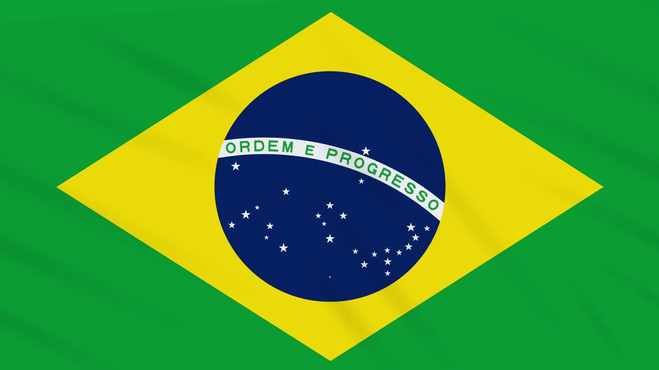 Brasiliansk flag viftende stof, baggrundsloop.