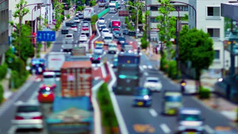 a timelapse of the miniature traffic jam at the urban street in tokyo