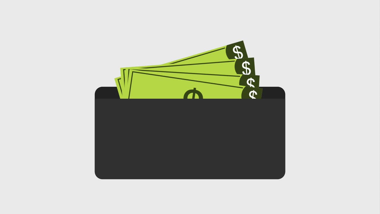 많은 달러 지폐가 있는 지갑