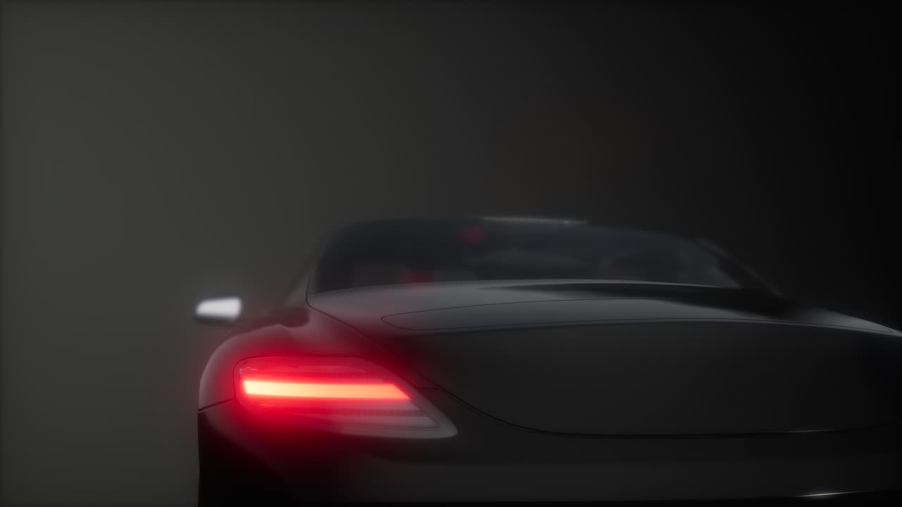 coche deportivo de lujo en un estudio oscuro con luces brillantes