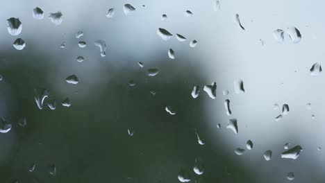 Closeup-Shot-Of-Raindrops-On-Window-Glass-And-Condensation-Water