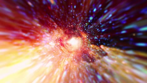 hyperspace light speed space flight through bright gold space time wormhole vortex. 4k 3d loop colorful sci-fi interstellar space travel background concept. abstract science fiction space teleport.