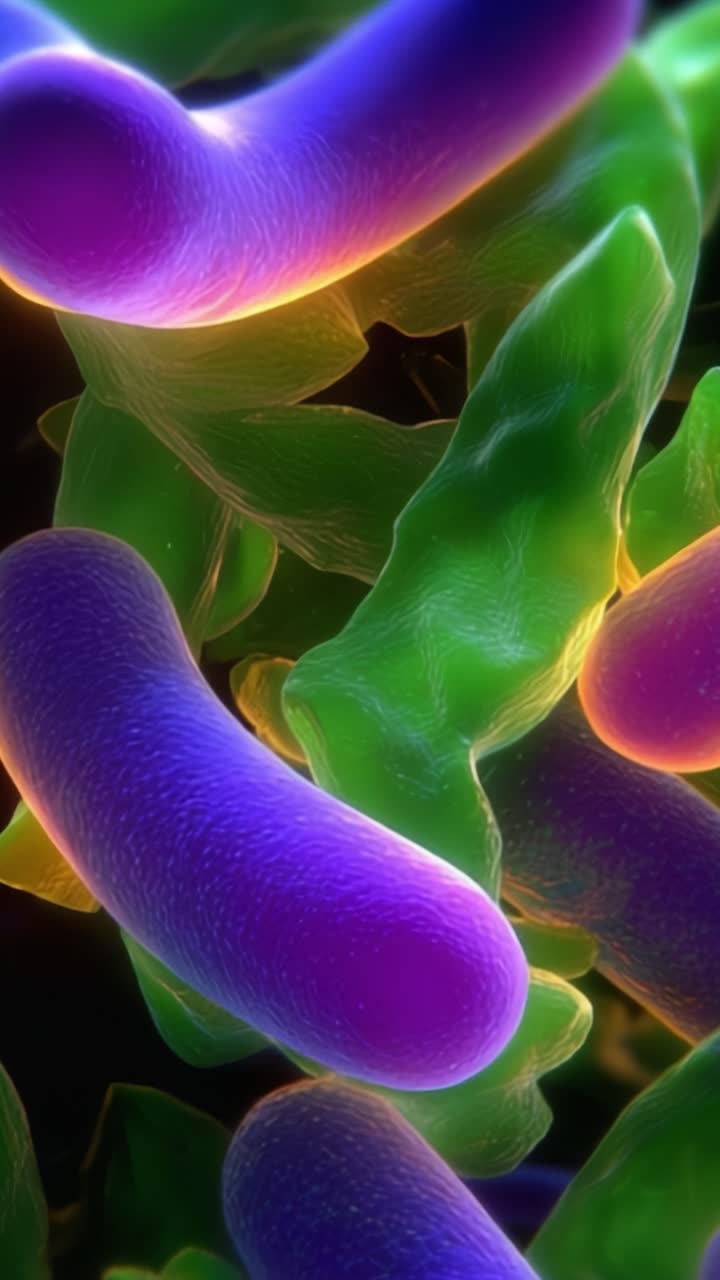 Microscopic View of Bacteria and Microbes: A Colorful Exploration of the Complexities and Interactions in Microbial Life Under a Magnified Lens