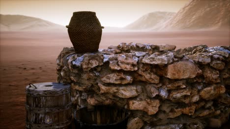 old stone water well in the desert