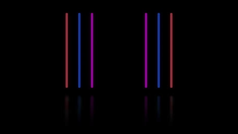animación de líneas de neón naranja, azul y rosa sobre fondo negro.