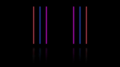 animation of orange, blue and pink neon lines on black background