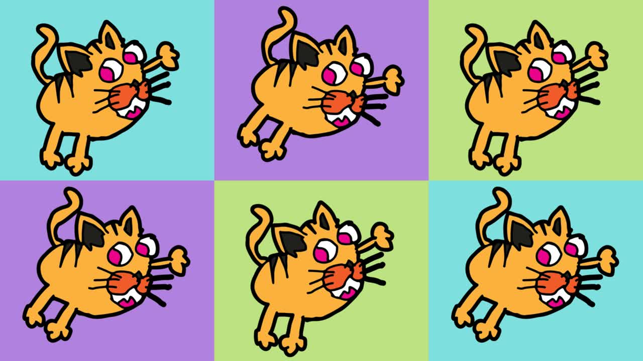 niños dibujando arte pop fondo sin costuras con tema de gato