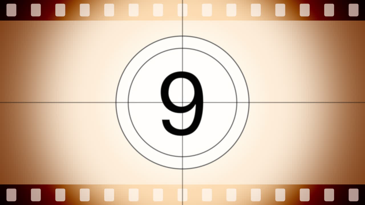 cuenta regresiva de película retro en movimiento