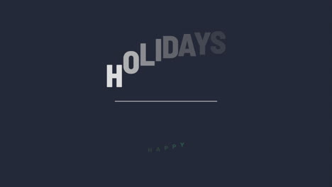 happy holidays text cheerful and contemporary circular design in blue on black background