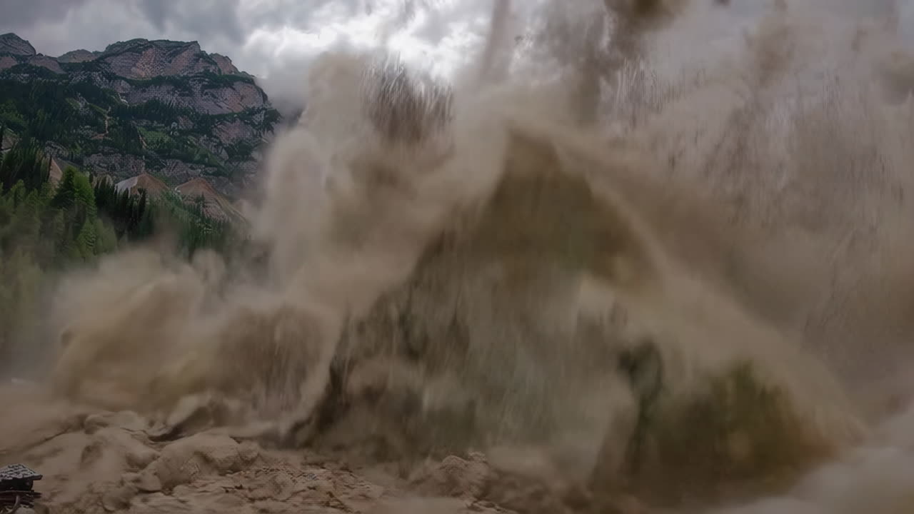Landslide in Mountain Valley