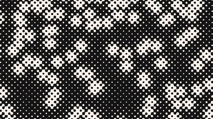 Monochrome grid of circles creates striking pattern