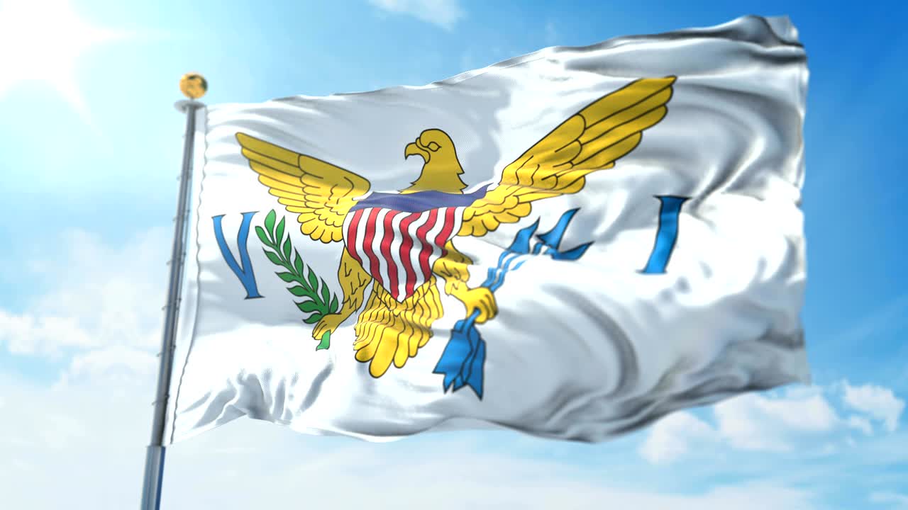 islas vírgenes bandera de los estados unidos bucle sin costuras vídeo de renderización 3d. hermoso bucle de tela textil agitando