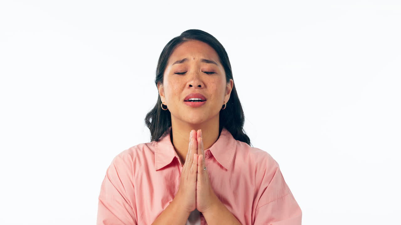 Worship, woman and praying with hope