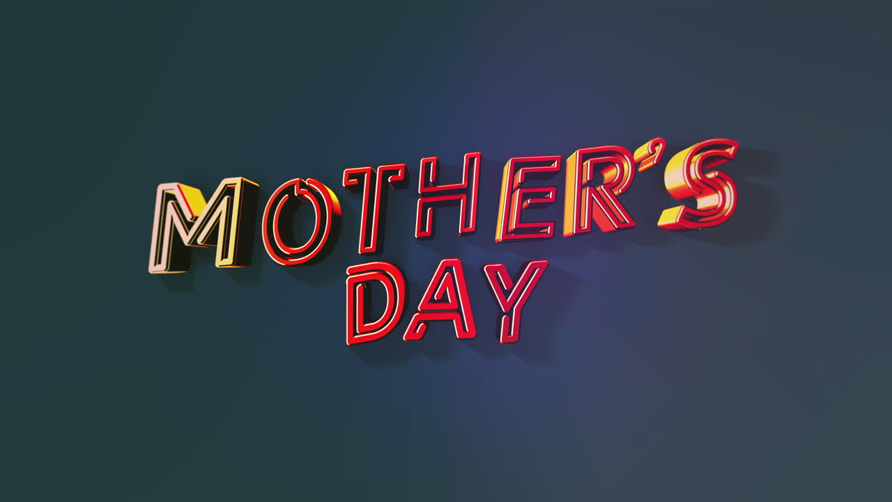 Modern red Mothers Day text on fashion blue gradient