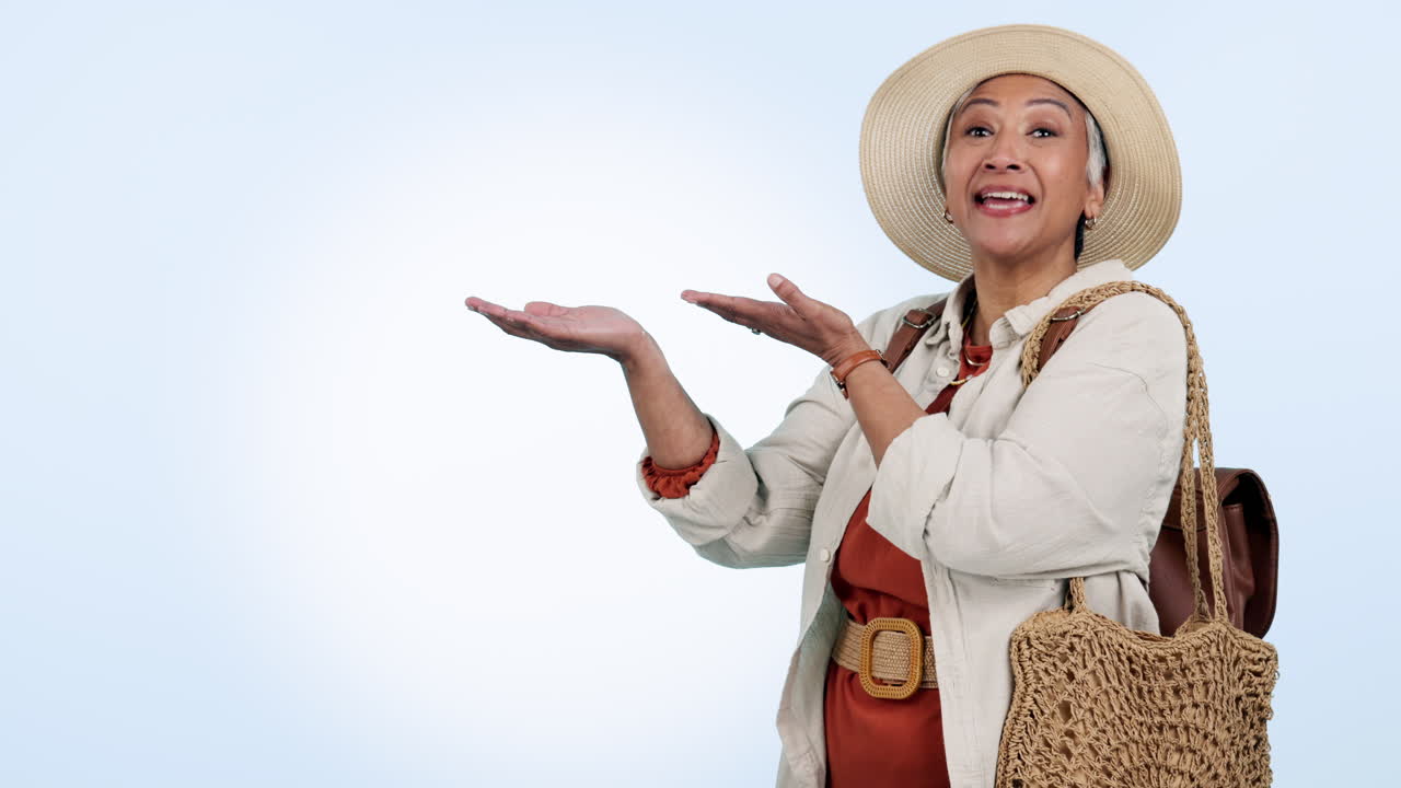 mujer, presentación y señal de viaje