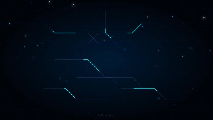 Sfondo astratto di tecnologia digitale con linee di circuito luminose e particelle