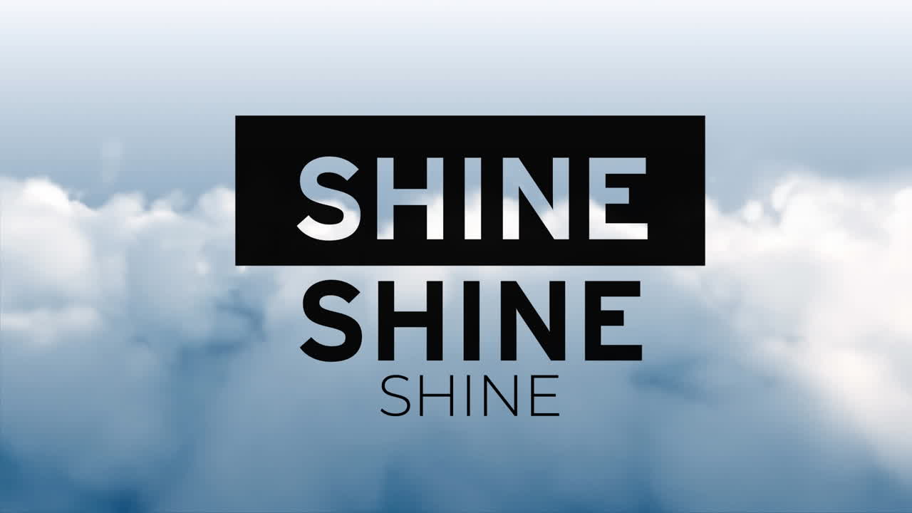 구름 위에 빛나는 텍스트의 애니메이션