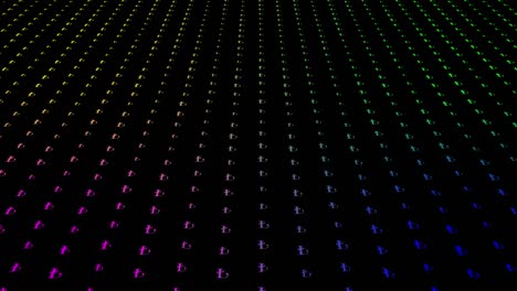 retro bokeh turkish currency tl pattern motion on black background animation seamless loop, technology concept